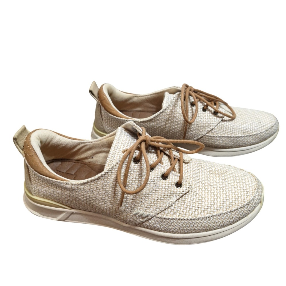 Reef Rover Low TX Women 8 Cream Tan Woven Textile Casual Sneakers RF008326 Shoes